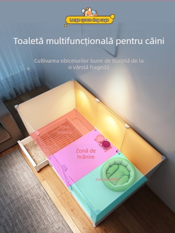 Cușcă pentru câini cu toaletă separată, o cameră, un living și o baie, cușcă pentru câini mici, cușcă pentru animale de companie de uz casnic, tip Teddy Pomeranian