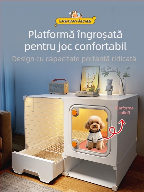 Cușcă pentru câini cu toaletă separată, o cameră, un living și o baie, cușcă pentru câini mici, cușcă pentru animale de companie de uz casnic, tip Teddy Pomeranian