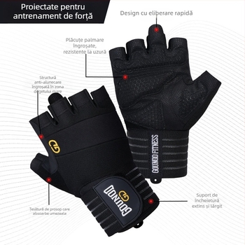 Gounod Sports Fitness Half-Finger Mănuși Îngroșate Antiderapante Rezistente la Uzură Palm Pad-uri Sport Încheietura Mănușilor Echipament de Haltere Palm Guards