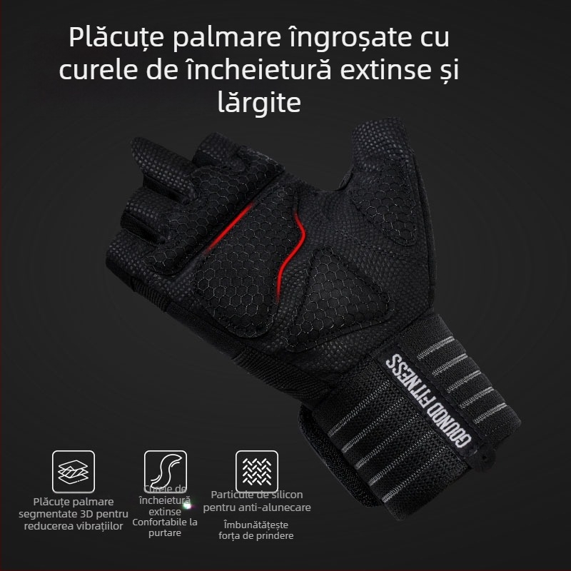 Gounod Sports Fitness Half-Finger Mănuși Îngroșate Antiderapante Rezistente la Uzură Palm Pad-uri Sport Încheietura Mănușilor Echipament de Haltere Palm Guards