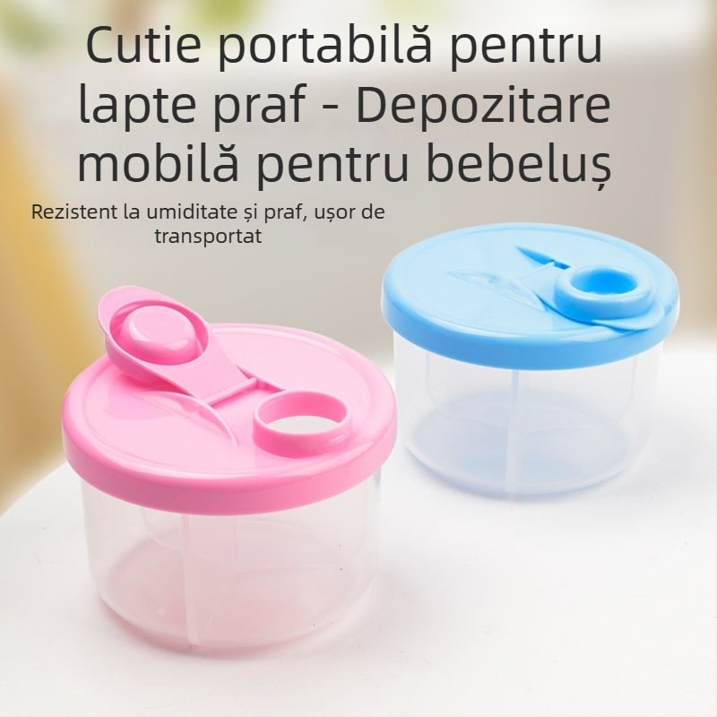 Cutie nouă de ambalare pentru lapte praf pentru bebeluși, cutie convenabilă pentru depozitarea laptelui praf cu trei compartimente, borcan detașabil pentru lapte praf, en-gros, 300 ml