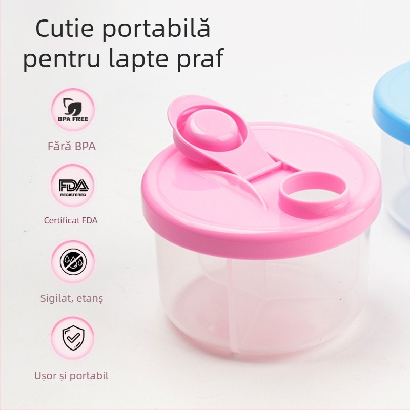 Cutie nouă de ambalare pentru lapte praf pentru bebeluși, cutie convenabilă pentru depozitarea laptelui praf cu trei compartimente, borcan detașabil pentru lapte praf, en-gros, 300 ml