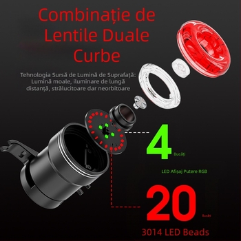 Yinji SR1pro Stop inteligent pentru bicicletă, tip C, încărcare, impermeabil, lumină de noapte pentru mersul pe bicicletă, lumină de frână cu inducție