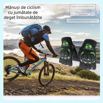 Mănuși de motocicletă cu jumătate de deget, mănuși de sport în aer liber, cu jumătate de deget, pentru echitație, motocicletă, călătorie, ușoare, respirabile
