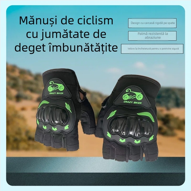 Mănuși de motocicletă cu jumătate de deget, mănuși de sport în aer liber, cu jumătate de deget, pentru echitație, motocicletă, călătorie, ușoare, respirabile