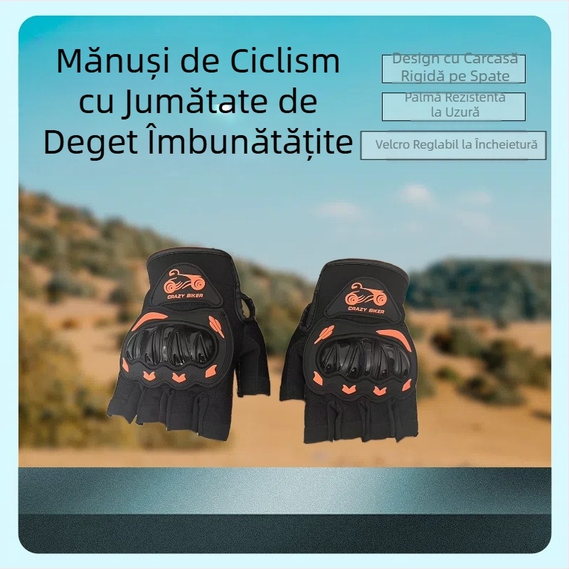 Mănuși de motocicletă cu jumătate de deget, mănuși de sport în aer liber, cu jumătate de deget, pentru echitație, motocicletă, călătorie, ușoare, respirabile