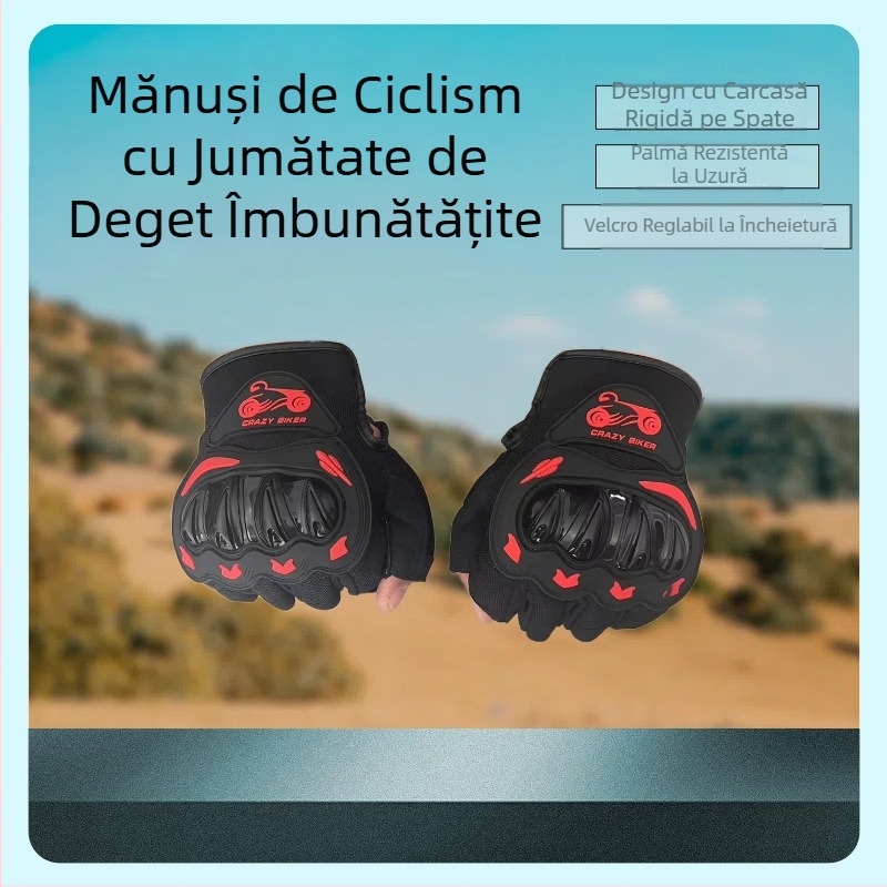 Mănuși de motocicletă cu jumătate de deget, mănuși de sport în aer liber, cu jumătate de deget, pentru echitație, motocicletă, călătorie, ușoare, respirabile