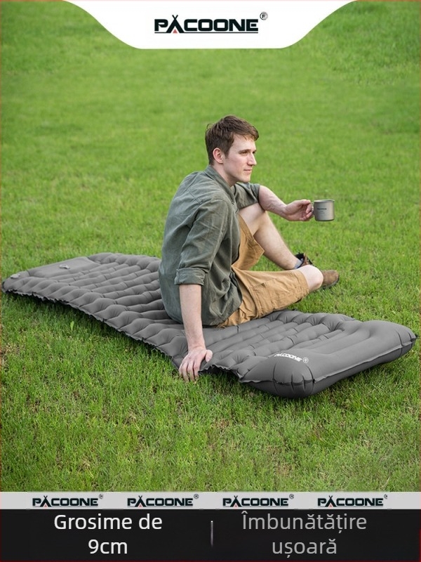 Saltea gonflabilă Pacoone, cort, stil camping în aer liber, saltea single îngroșată Tpu, saltea portabilă rezistentă la umiditate în aer liber