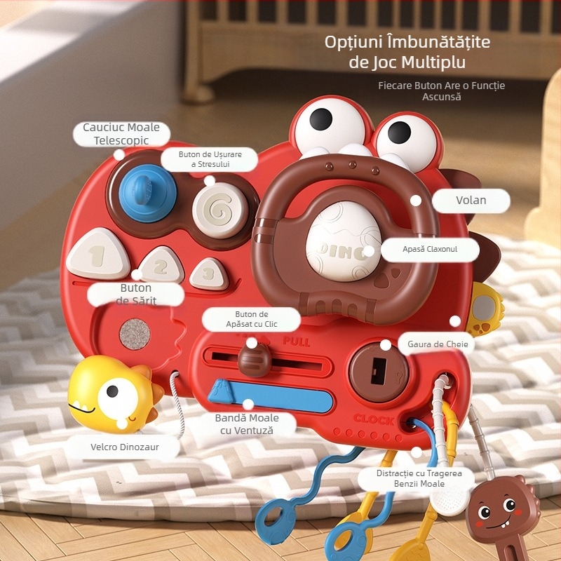 Volan transfrontalier nou cu dinozauri, Lala Le Busy Board, Montessori, simulare multifuncțională pentru bebeluși, copilot, lot