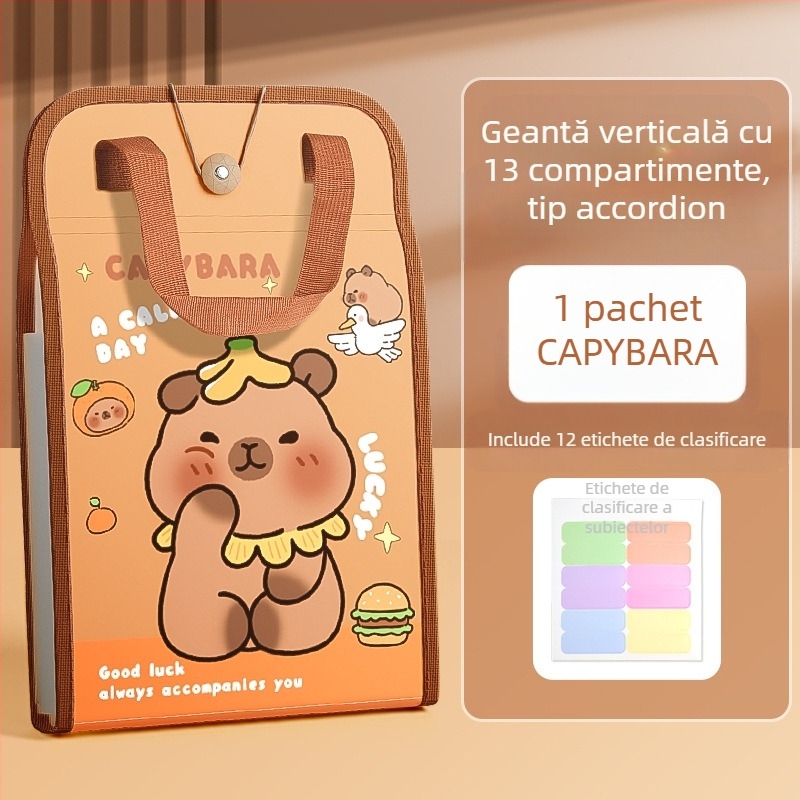 Geantă de mână A4, geantă pentru documente, geantă de organe cu 13 grile, geantă de hârtie pentru testare, multistrat, capacitate mare, depozitare manuală a hârtiei pentru elevii de școală primară