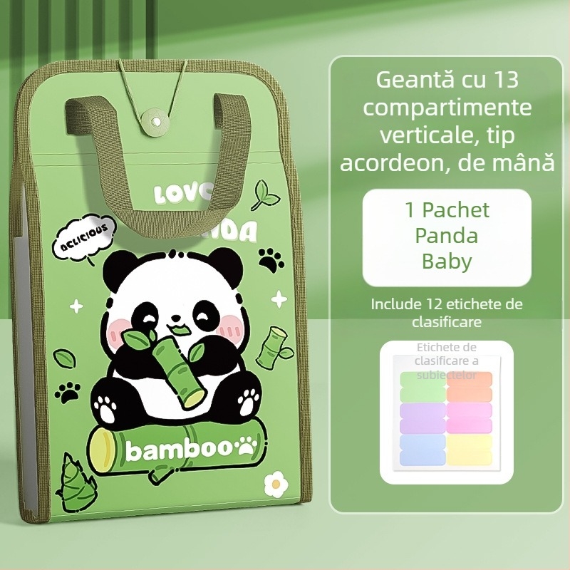 Geantă de mână A4, geantă pentru documente, geantă de organe cu 13 grile, geantă de hârtie pentru testare, multistrat, capacitate mare, depozitare manuală a hârtiei pentru elevii de școală primară