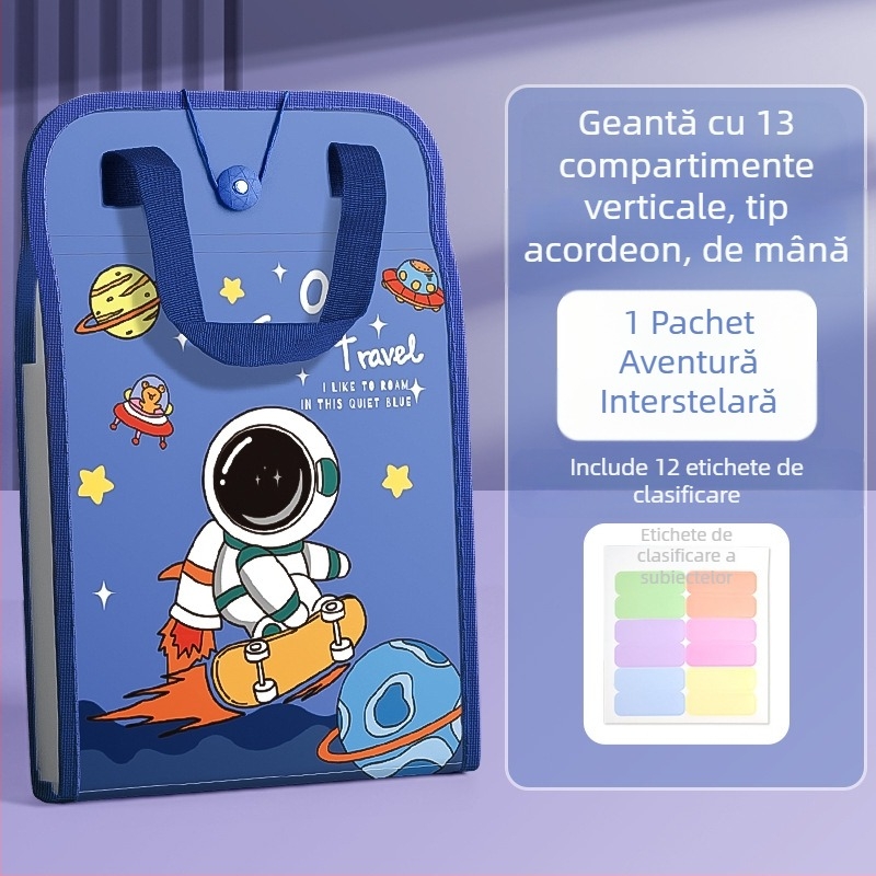 Geantă de mână A4, geantă pentru documente, geantă de organe cu 13 grile, geantă de hârtie pentru testare, multistrat, capacitate mare, depozitare manuală a hârtiei pentru elevii de școală primară