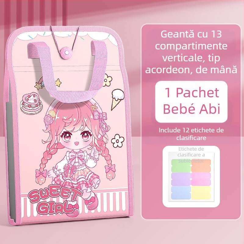 Geantă de mână A4, geantă pentru documente, geantă de organe cu 13 grile, geantă de hârtie pentru testare, multistrat, capacitate mare, depozitare manuală a hârtiei pentru elevii de școală primară