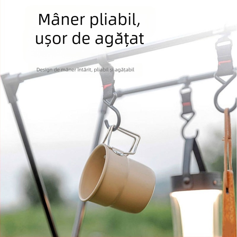 Cană de exterior pentru camping în timpul verii, cu aspect elegant, capacitate mare, stil interior, cană simplă din aliaj de aluminiu, pliabilă