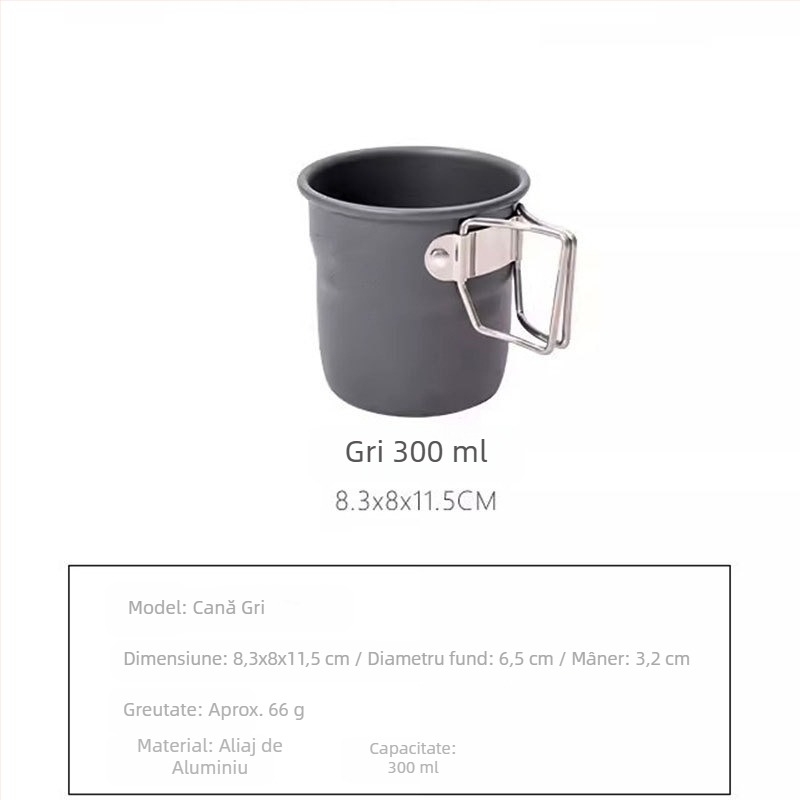 Cană de exterior pentru camping în timpul verii, cu aspect elegant, capacitate mare, stil interior, cană simplă din aliaj de aluminiu, pliabilă