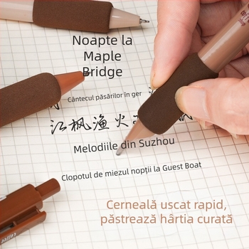 Pensulă de cafea cu uscare rapidă, stilou de culoare înaltă, valoare perie, stilou negru, stilou de presă cu gel, stilou de liceu, student, birou, papetărie pentru studenți