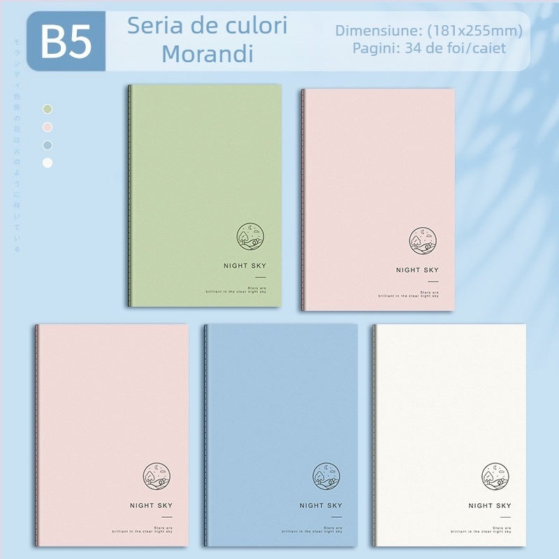 Caiet inspirațional B5 cu text, linie de mașină, caiet simplu pentru studenți, copie soft, blocnotes cu linii orizontale mari, A5