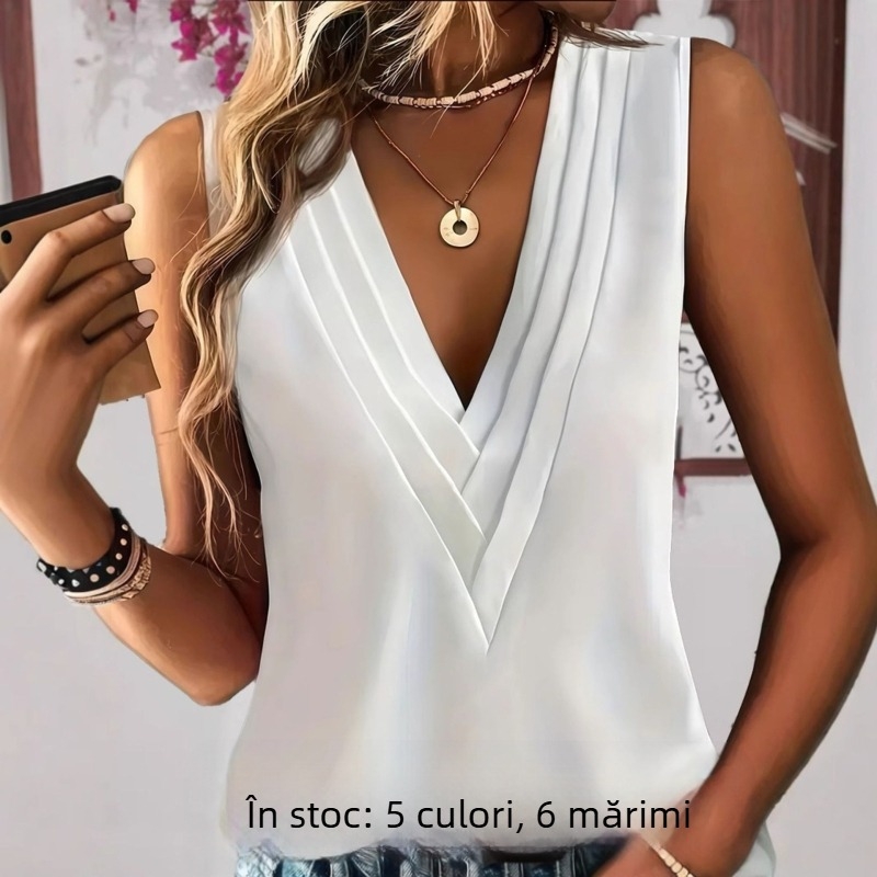 Vestă de damă de mărime mare, cu guler în V, multistrat, în culori pure, 2025, export transfrontalier european și american, Amazon Tiktok, aprovizionare