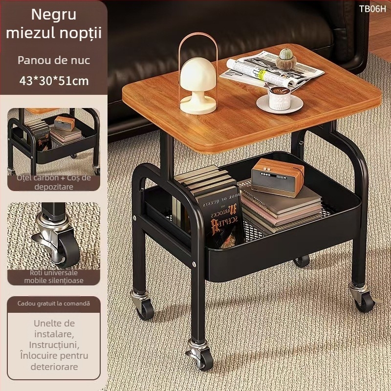 Raft de depozitare pentru gustări din oțel carbon, mobil transfrontalier, multistrat, pentru living, cu masă, raft de depozitare pentru cărucior mic