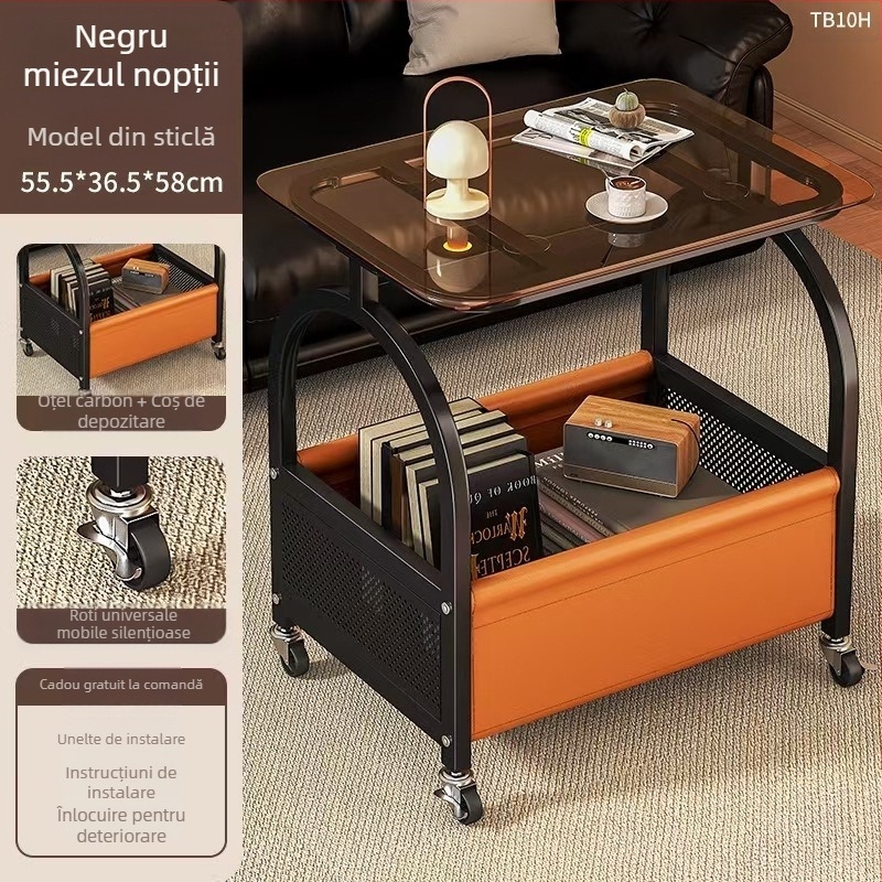 Raft de depozitare pentru gustări din oțel carbon, mobil transfrontalier, multistrat, pentru living, cu masă, raft de depozitare pentru cărucior mic