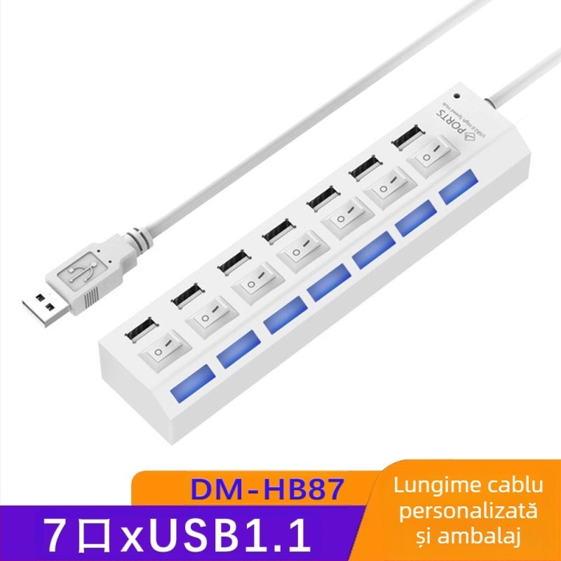 Hub USB 3.0 cu 4 porturi, hub de mare viteză, splitter USB, stație de andocare, switch independent, stație de andocare hub unu-la-șapte