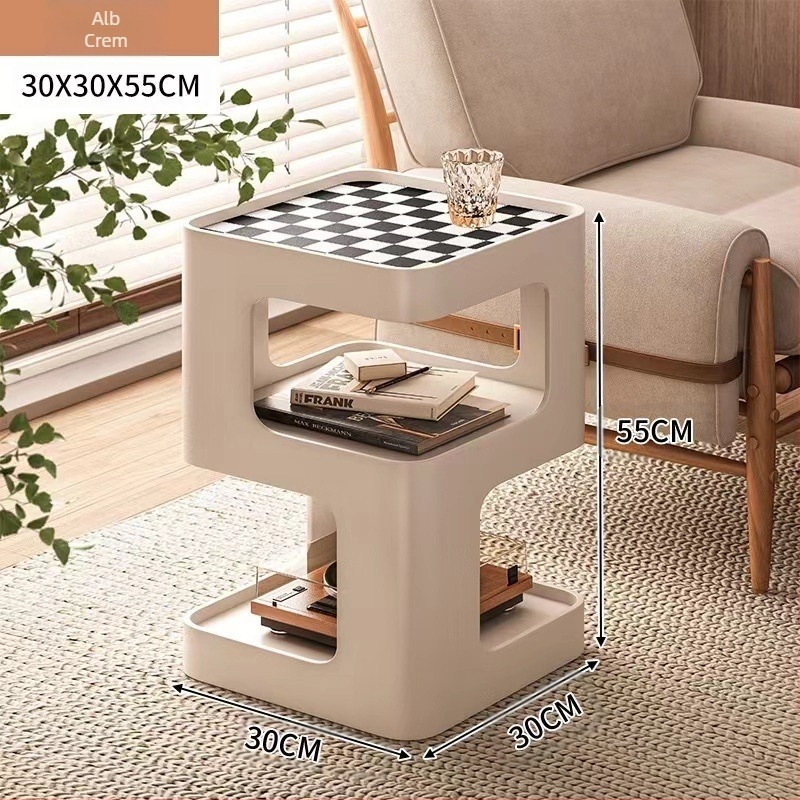 Masă laterală pentru canapea în living, masă de cafea mică din fier, dulap lateral modern, dulap de colț simplu, creativ, internet, masă de colț populară, noptieră de lux, lumină