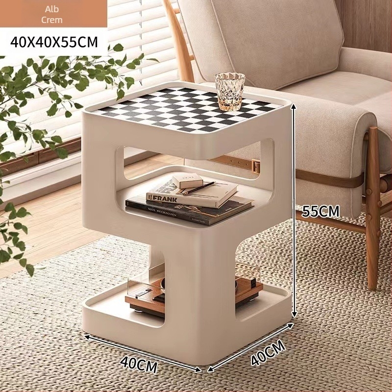 Masă laterală pentru canapea în living, masă de cafea mică din fier, dulap lateral modern, dulap de colț simplu, creativ, internet, masă de colț populară, noptieră de lux, lumină