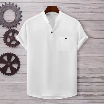 Temu Shein Amazon Cross-Border Export Shirt Casual Short Sleeve Lapel Clothing Solid Color Men's