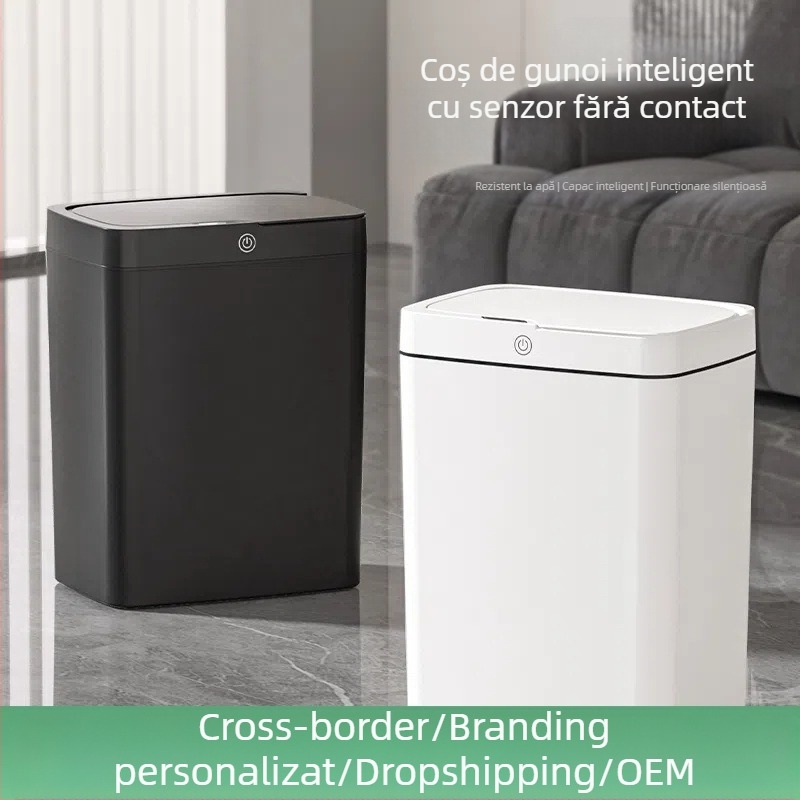 Coș de gunoi inteligent cu capac și deschidere fără atingere, coș de gunoi inteligent cu ambalare automată, coș de gunoi pentru baie