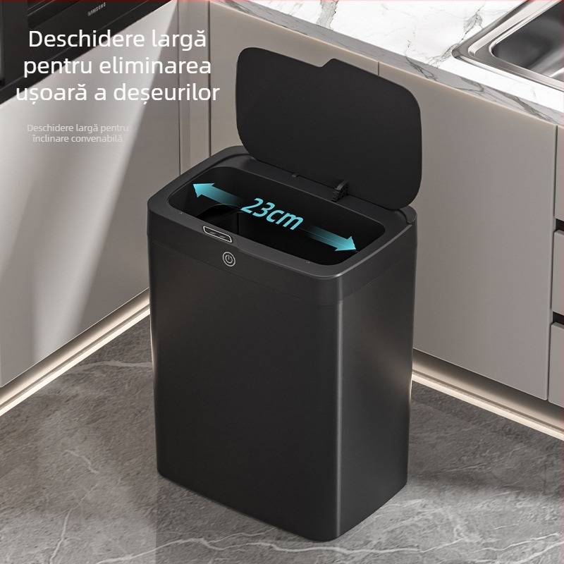 Coș de gunoi inteligent cu capac și deschidere fără atingere, coș de gunoi inteligent cu ambalare automată, coș de gunoi pentru baie