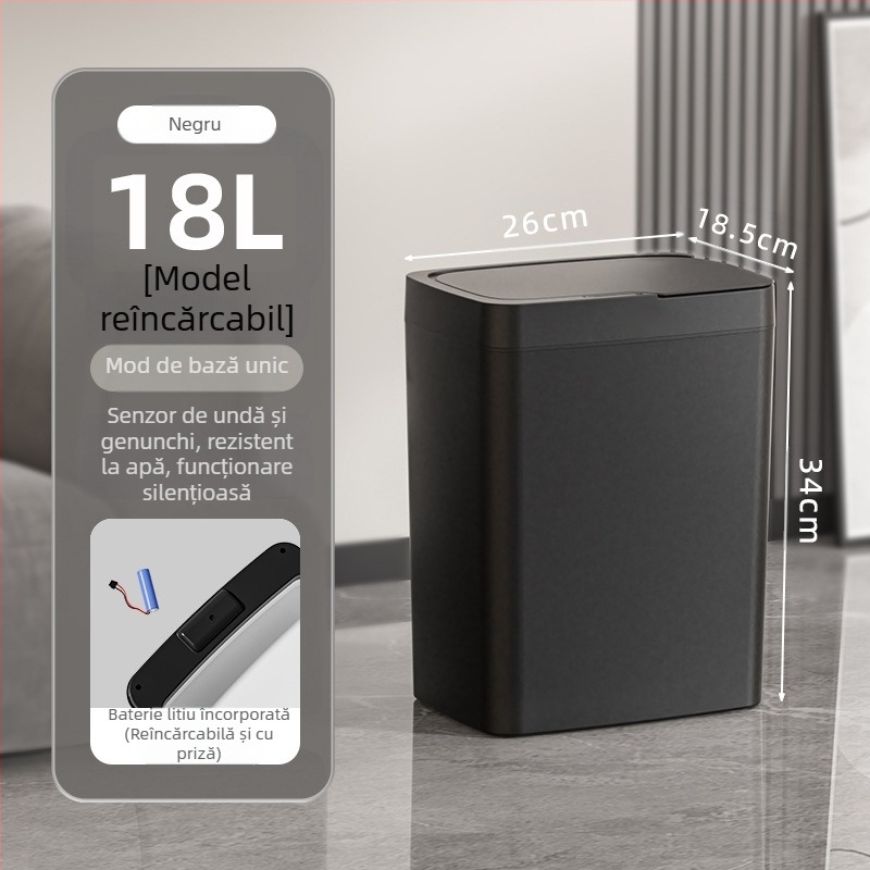 Coș de gunoi inteligent cu capac și deschidere fără atingere, coș de gunoi inteligent cu ambalare automată, coș de gunoi pentru baie