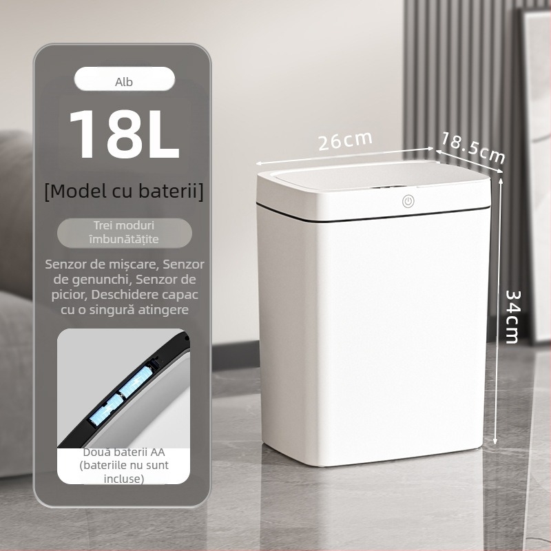 Coș de gunoi inteligent, fără atingere, cu deschidere automată a capacului, 13–17 L, pentru baie în colț