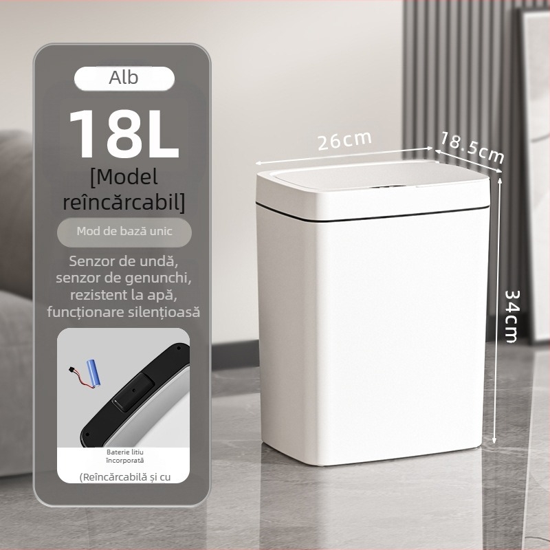 Coș de gunoi inteligent cu capac și deschidere fără atingere, coș de gunoi inteligent cu ambalare automată, coș de gunoi pentru baie