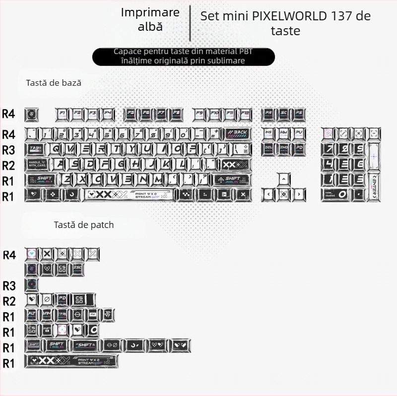 Gundam Comic Hundred Mixed Lamp Key Cap Original Height 136 Key Full Set Classic Simple Mechanical Key Cap Key Key Meow