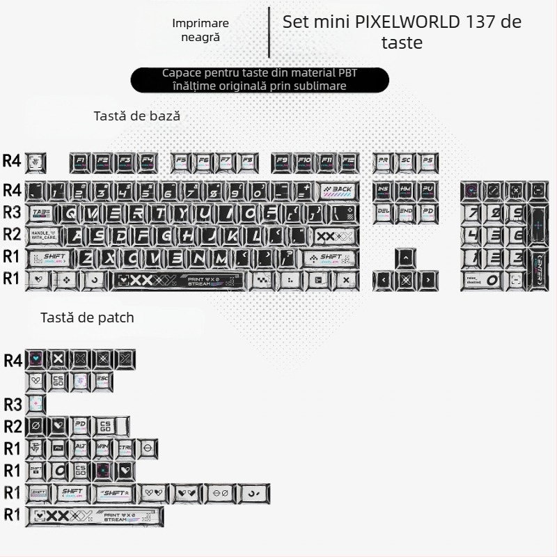Gundam Comic Hundred Mixed Lamp Key Cap Original Height 136 Key Full Set Classic Simple Mechanical Key Cap Key Key Meow