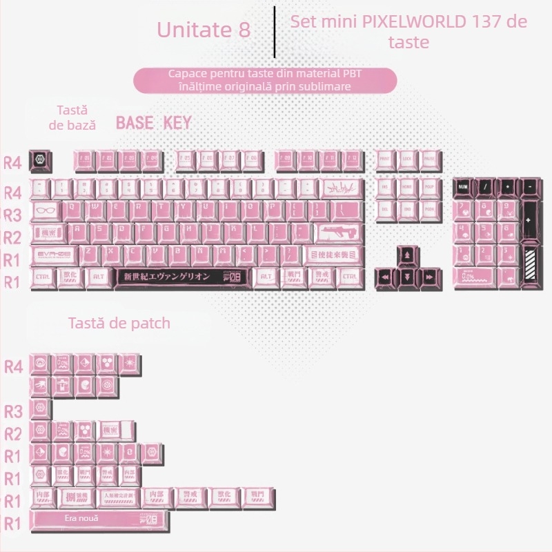 Gundam Comic Hundred Mixed Lamp Key Cap Original Height 136 Key Full Set Classic Simple Mechanical Key Cap Key Key Meow