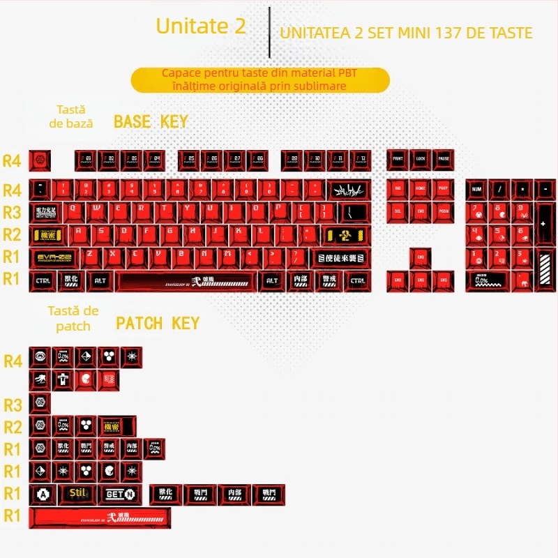 Gundam Comic Hundred Mixed Lamp Key Cap Original Height 136 Key Full Set Classic Simple Mechanical Key Cap Key Key Meow