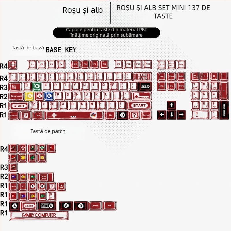 Gundam Comic Hundred Mixed Lamp Key Cap Original Height 136 Key Full Set Classic Simple Mechanical Key Cap Key Key Meow