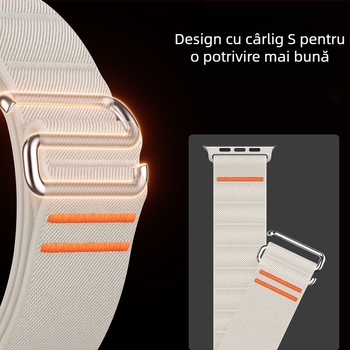 Curea elastică din nailon pentru Apple Watch 10, cataramă din oțel inoxidabil ultra pentru crossover