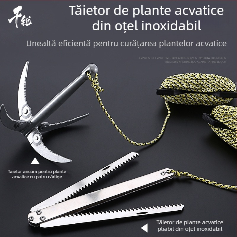 Cuțit ancoră acvatică, mașină de tuns iarba specială pentru pescuit, extractor de buruieni și iarbă, cârlig de prindere a ierbii pentru pescuit sălbatic, artefact de prindere a ierbii