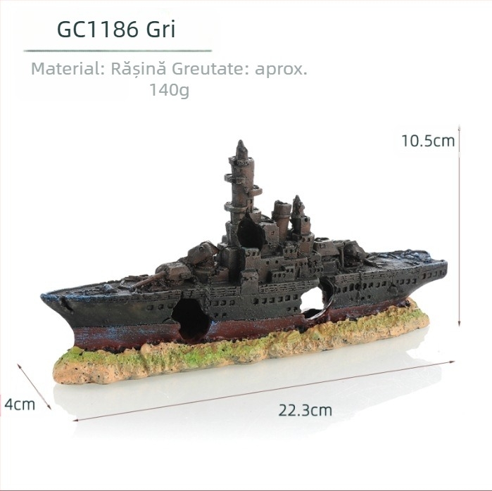 Pirat Ship Acvariu Peisaj Peisaj Rezervor Decor Barcă Evitarea Casei Ornament Barcă Hollow Rășină Naufragiu Navă GC