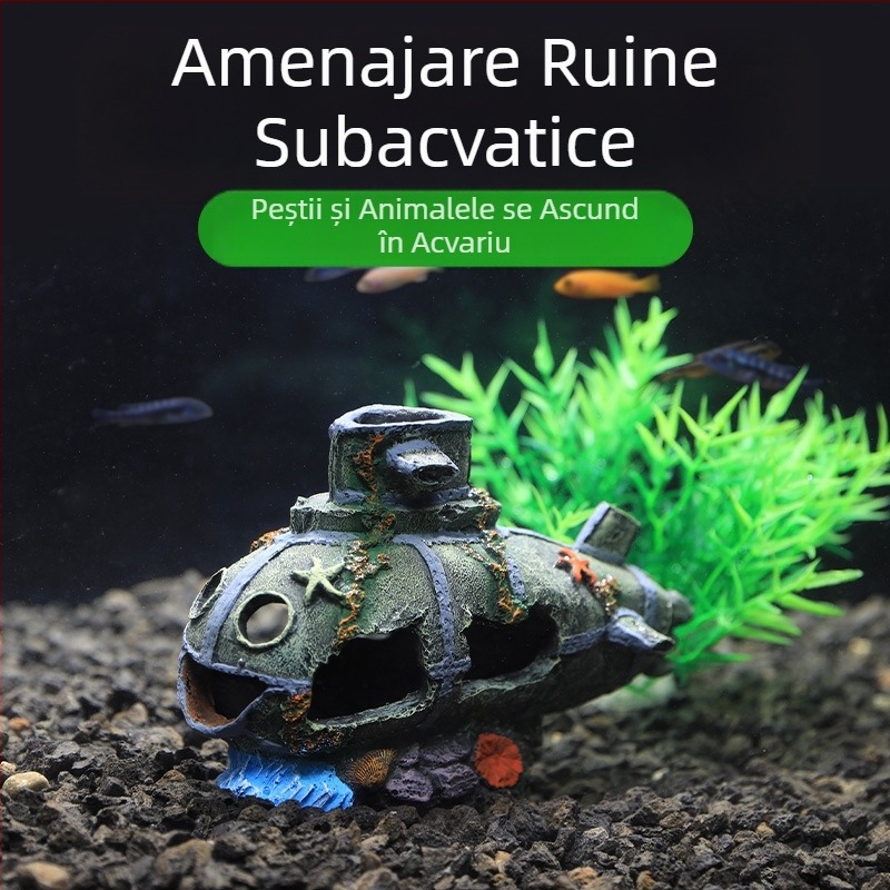 Pirat Ship Acvariu Peisaj Peisaj Rezervor Decor Barcă Evitarea Casei Ornament Barcă Hollow Rășină Naufragiu Navă GC