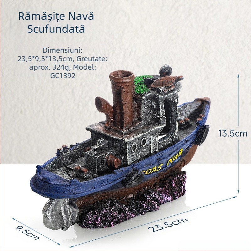 Pirat Ship Acvariu Peisaj Peisaj Rezervor Decor Barcă Evitarea Casei Ornament Barcă Hollow Rășină Naufragiu Navă GC