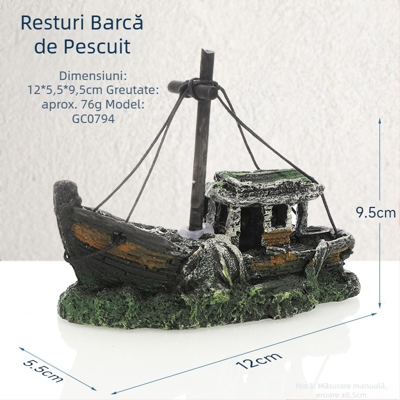 Pirat Ship Acvariu Peisaj Peisaj Rezervor Decor Barcă Evitarea Casei Ornament Barcă Hollow Rășină Naufragiu Navă GC