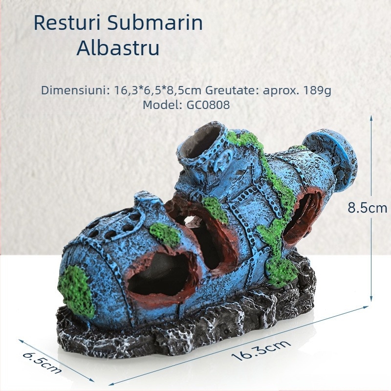 Pirat Ship Acvariu Peisaj Peisaj Rezervor Decor Barcă Evitarea Casei Ornament Barcă Hollow Rășină Naufragiu Navă GC