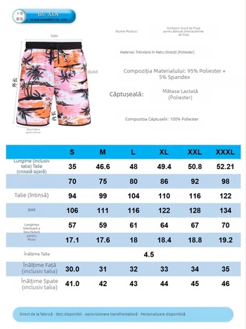 Pantaloni scurți transfrontalieri pentru bărbați, pantaloni de baie cu uscare rapidă, la modă, lejeri, cu buzunare multiple, cu design imprimat, pantaloni scurți de plajă