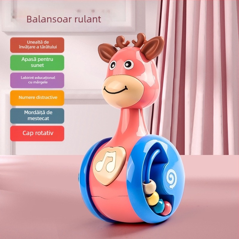 Pahar glisant bej, puzzle confortabil pentru bebeluși, educație timpurie 3-12 luni, jucării pentru bebeluși de 1-3 ani, pentru învățarea mersului de-a bușile