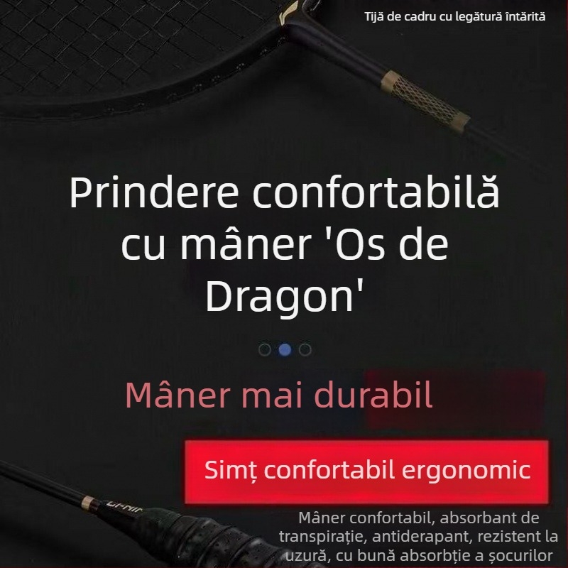 Rachetă de badminton din carbon compozit, ultra-ușoară, 4u, set de rachete simple și duble, durabile, duble, pentru antrenament, rachetă mică neagră, tip ofensiv pentru adulți