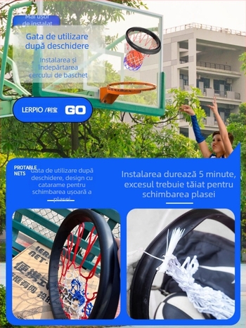 Plasă de baschet portabilă din PU, cadru de plasă de baschet profesională detașabilă pentru interior și exterior, plasă portabilă, cadru detașabil pentru plasă