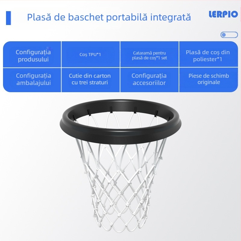 Plasă de baschet portabilă din PU, cadru de plasă de baschet profesională detașabilă pentru interior și exterior, plasă portabilă, cadru detașabil pentru plasă